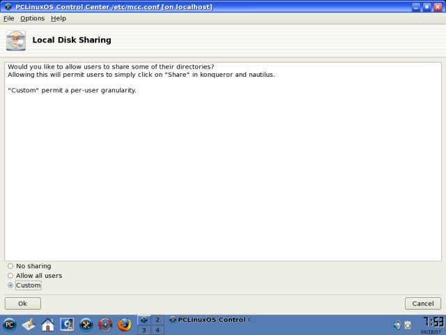 PCLinuxOS local disk sharing