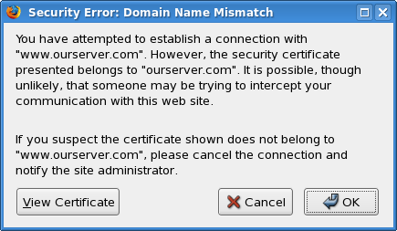 Secure connection - domain name mismatch