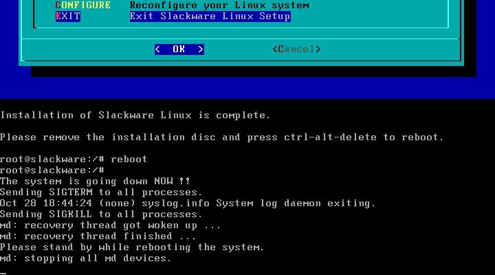 Slackware rebooting