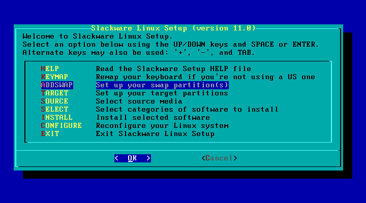 Slackware setup swap