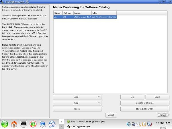 SUSE YaST software installation source