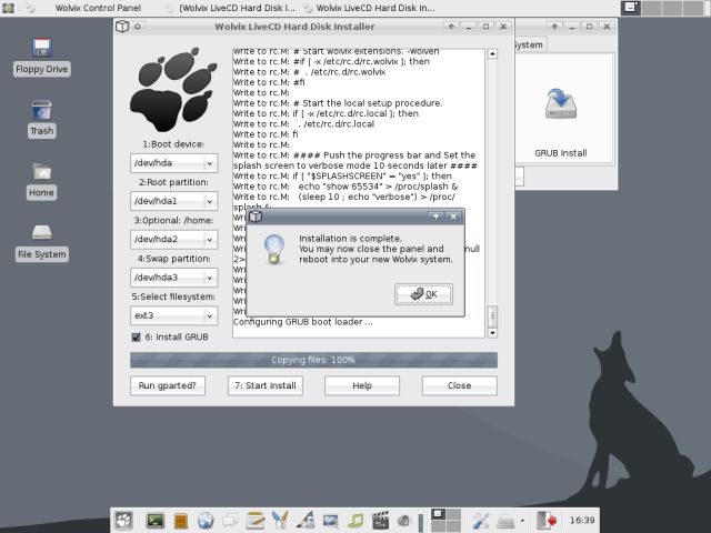 Wolvix install complete