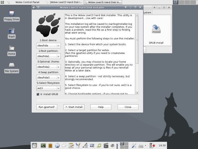 Wolvix install options