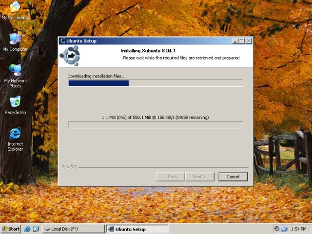 WUBI Xubuntu downloading