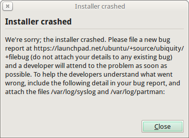Installer crash