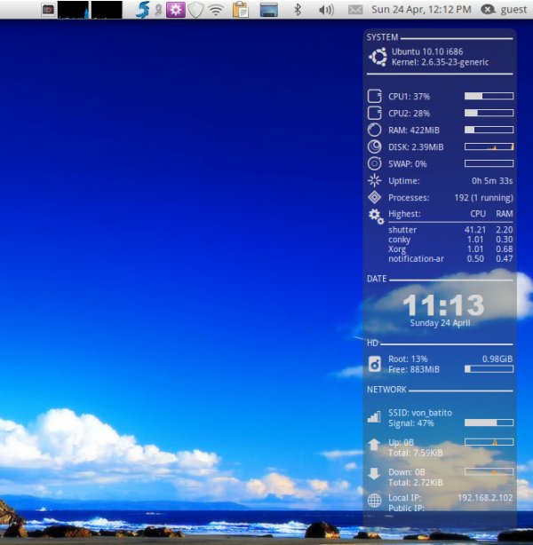 Conky, system tray