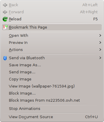 Konqueror, right click