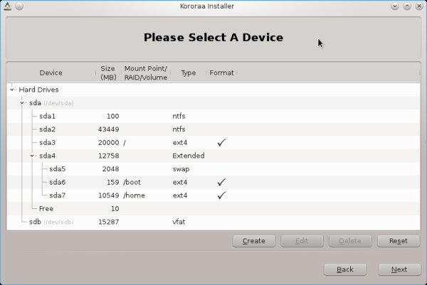 Partitions setup