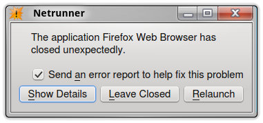 Firefox crash notification