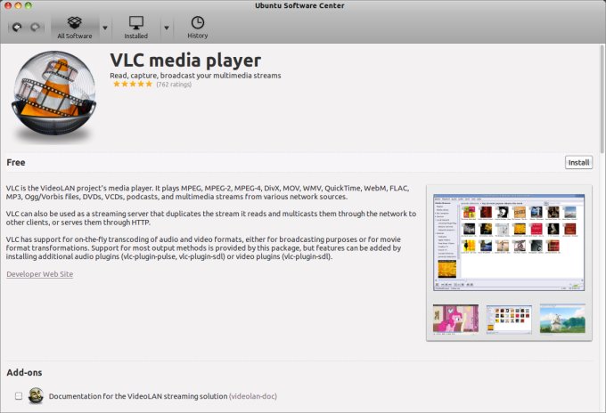 VLC in Software Center