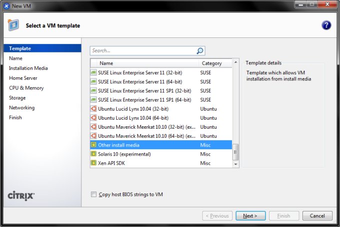 Install other media template