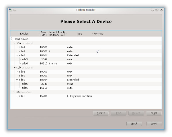 Choose partitions