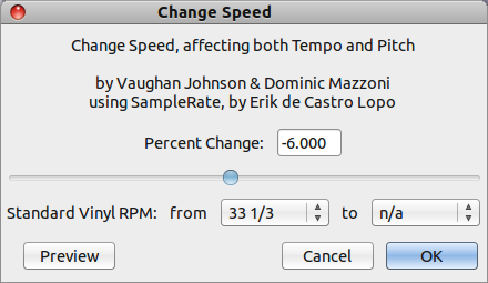 Audacity speed filter
