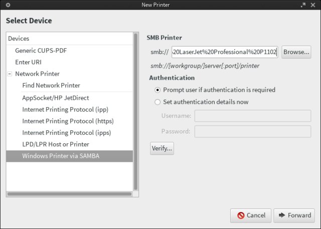 Printer setup