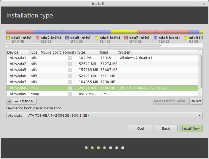 Partition setup