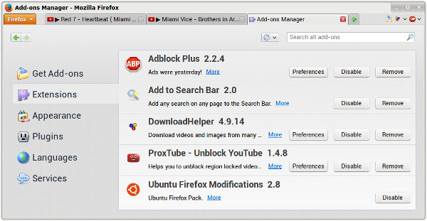 Firefox addons