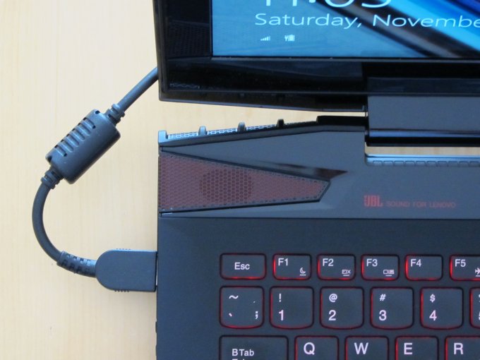 Speakers, red lit keys