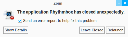 Rhythmbox crashes