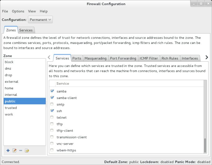 Firewall, public zone