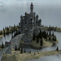 Sinister medieval castle icon